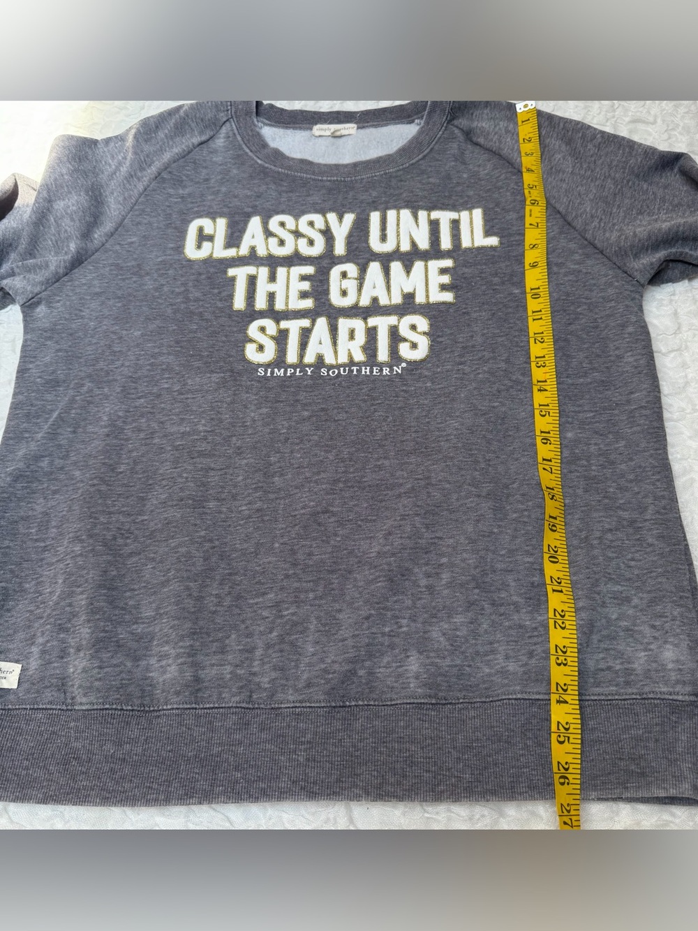 Simply Southern Gray “Classy Until The Game Starts” Sweatshirt Large - Picture 6 of 9
